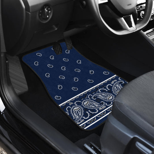 Quad Navy Bandana Car Floor Mats - Fancy