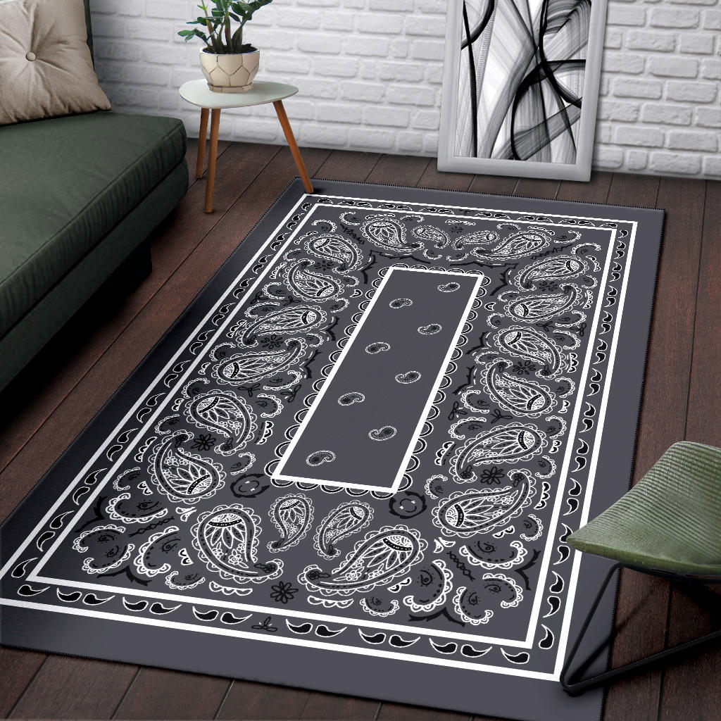 Classic Gray Bandana Area Rugs - Fitted