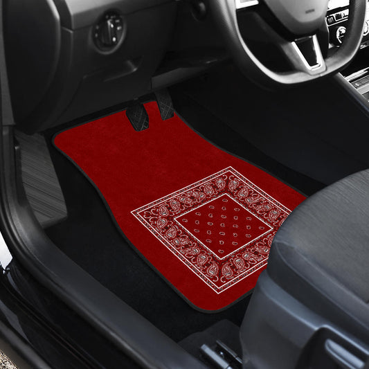Dual Maroon Bandana Car Floor Mats - Minimal