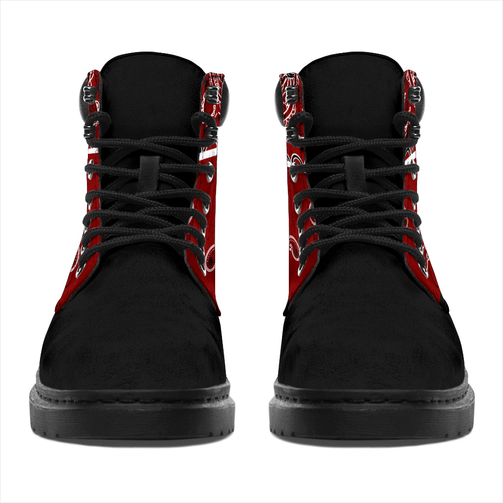 Maroon Red Bandana Blackout All Season Boots