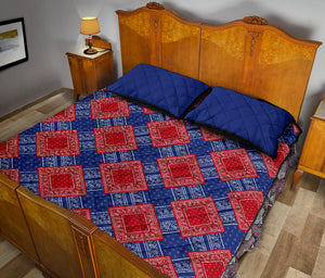 Quilt Set - Blue and Red Bandana DB Quilt w/Shams