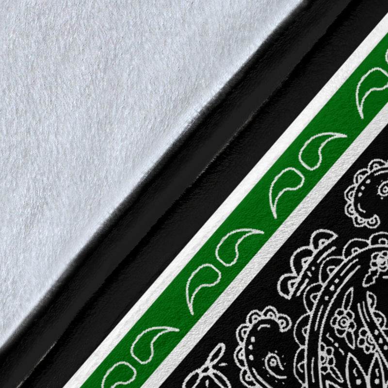 Green and Black Bandana Throw Blanket Details