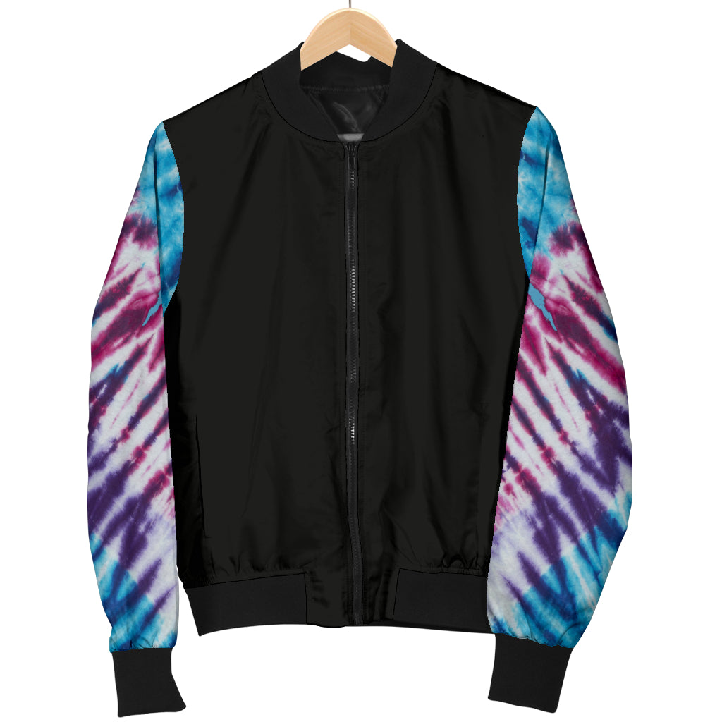Women's Blue Tie Dye Bandana Sleeved Bomber Jacket