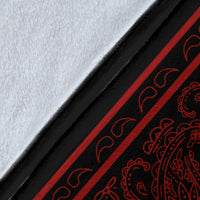 Black with Red Bandana Fleece Throw Blanket Details