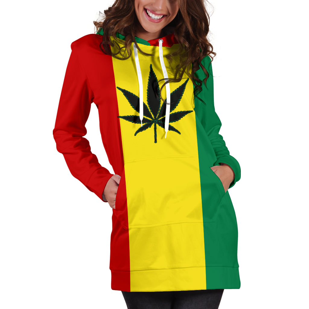 Rasta 420 Hoodie Dress Hood Down