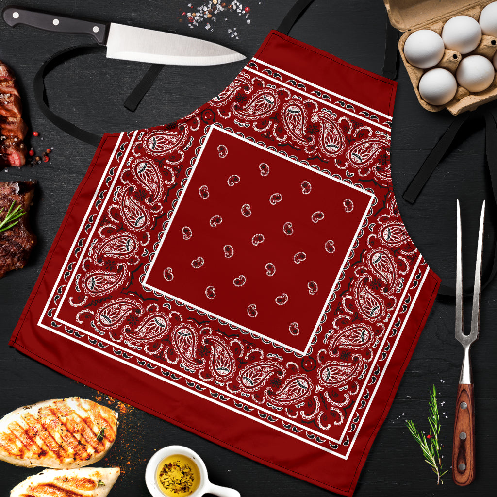 Maroon Red Bandana Print Aprons