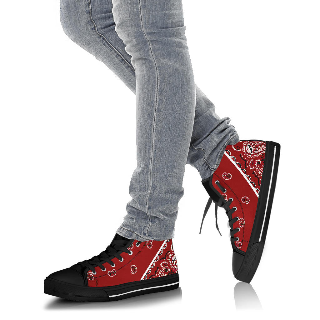 Maroon Red Bandana High Top Sneakers