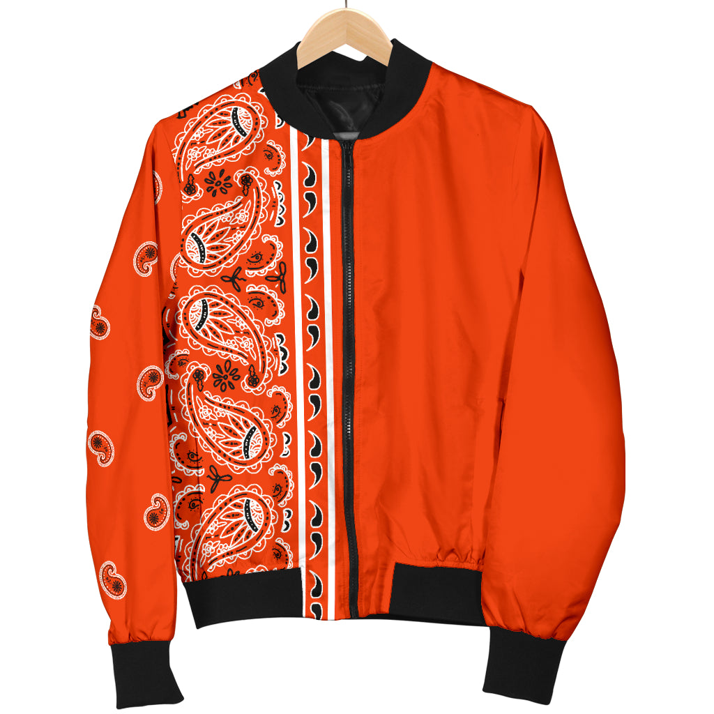 Asymmetrical Perfect Orange Bandana Women's Bomber Jacket