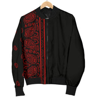 Asymmetrical Black and Red Bandana Men's Bomber Jacket
