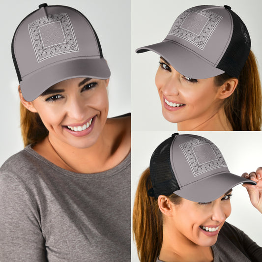 Classic Gray Bandana Simple Mesh Back Cap