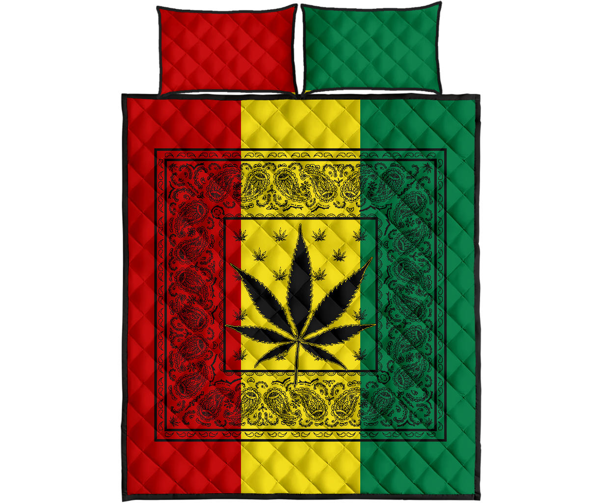 Rasta 420 Bandana Bed Quilts with 2 Shams
