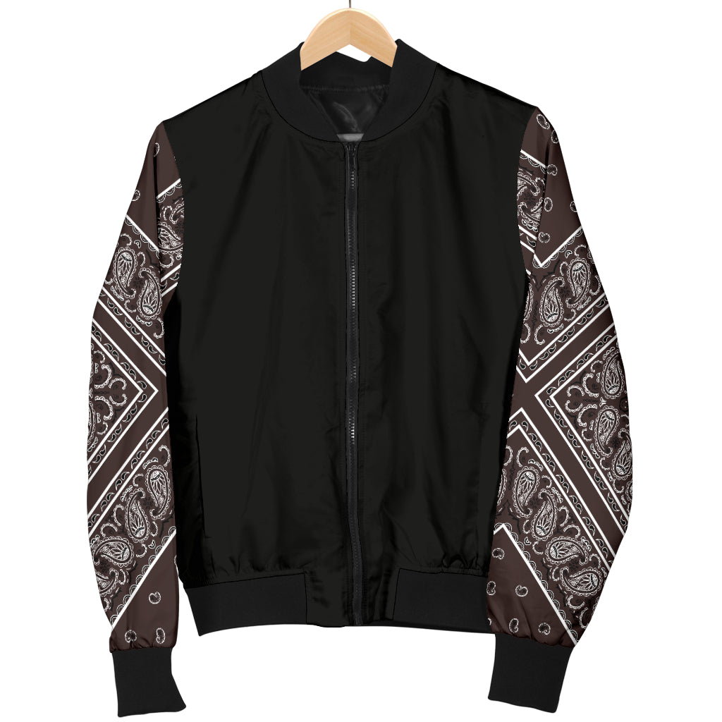Women's Coffee Brown Bandana Sleeved Bomber Jacket