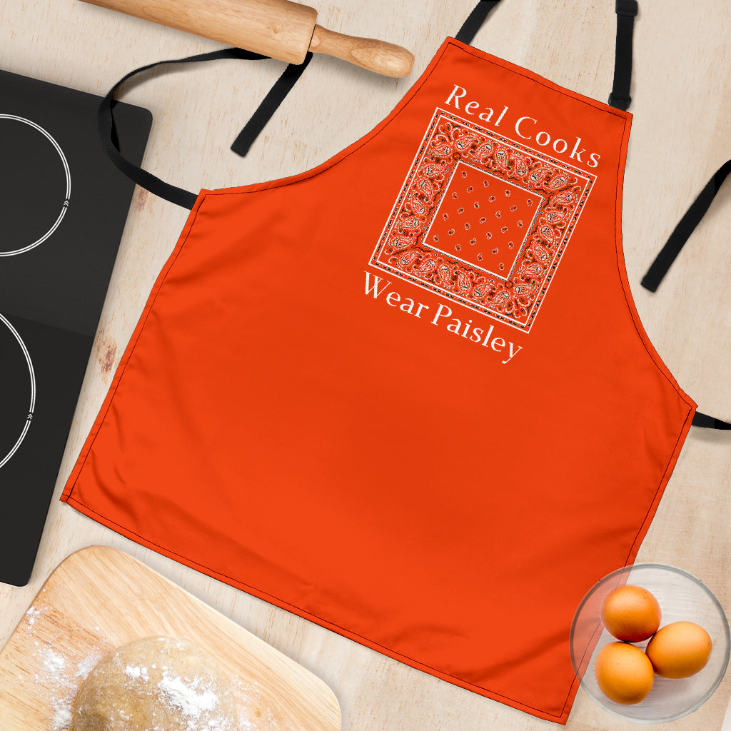 Orange Real Cooks Wear Paisley Apron
