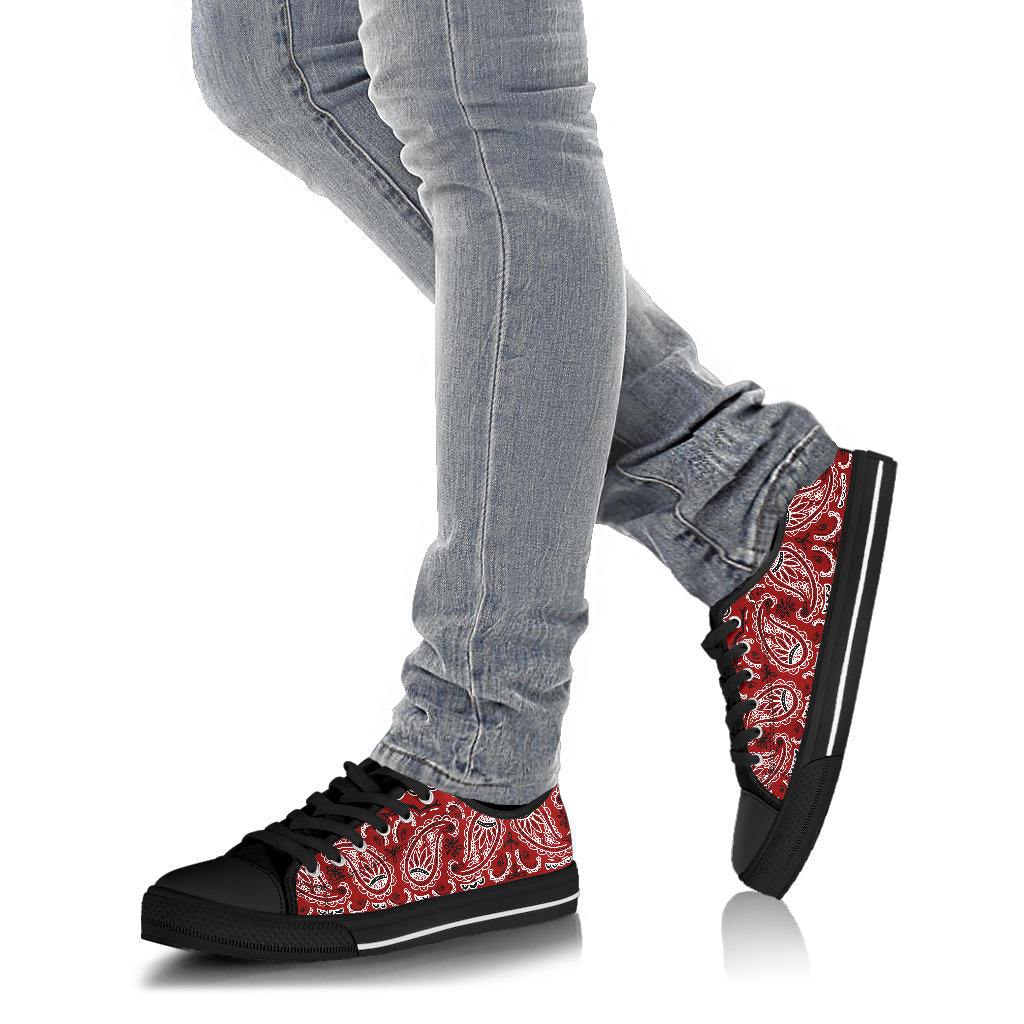Canvas Low Top Sneakers - Bandana Style Maroon