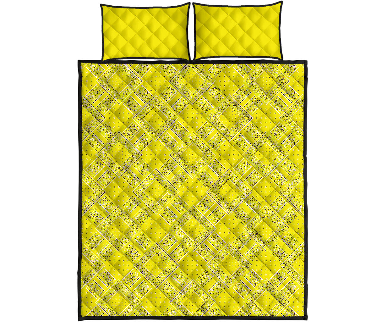 Quilt Set - Lemon Yellow Bandana DB Quilt w/Shams