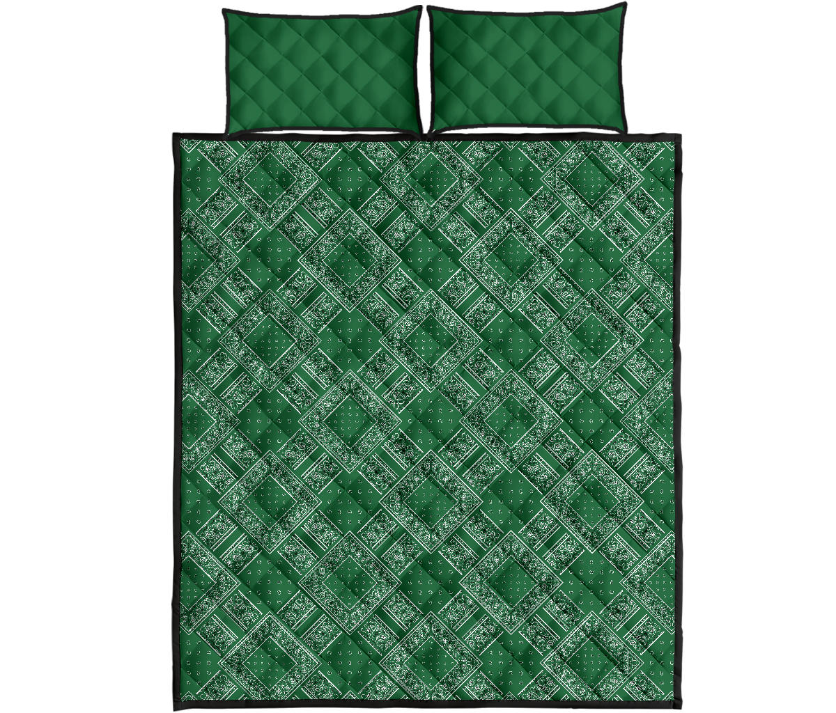 Quilt Set - Classic Green Bandana DB Quilt w/Shams