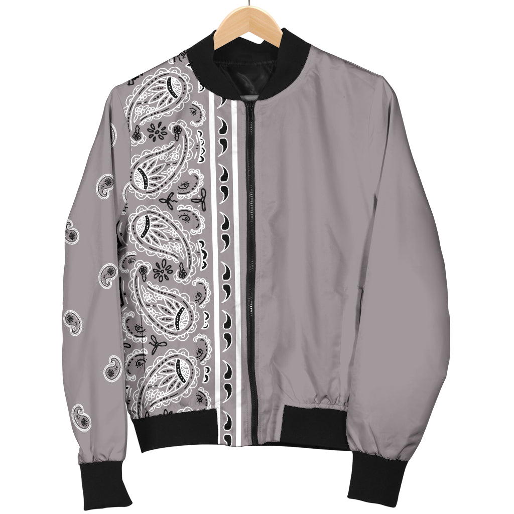 Asymmetrical Classic Gray Bandana Men's Bomber Jacket