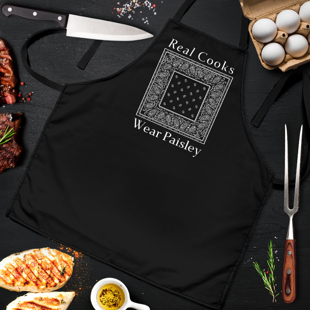 Black Real Cooks Wear Paisley Apron