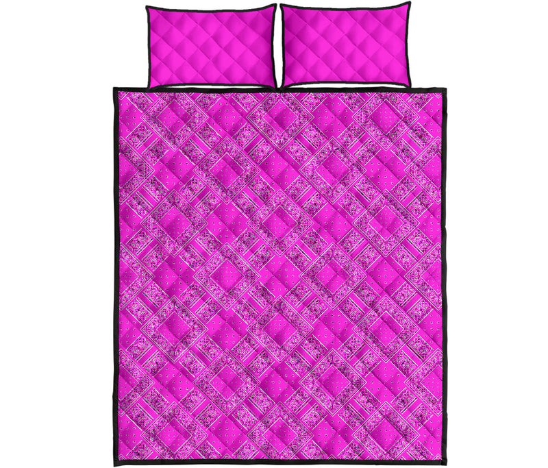 Quilt Set - Abruptly Pink Bandanas DB Quilt w/Shams