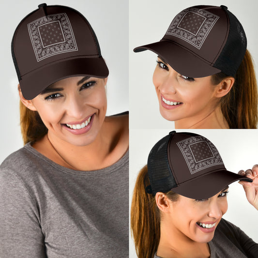 Coffee Brown Bandana Simple Mesh Back Cap