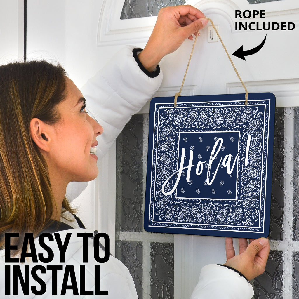 Navy Blue and White Bandana Door Signs