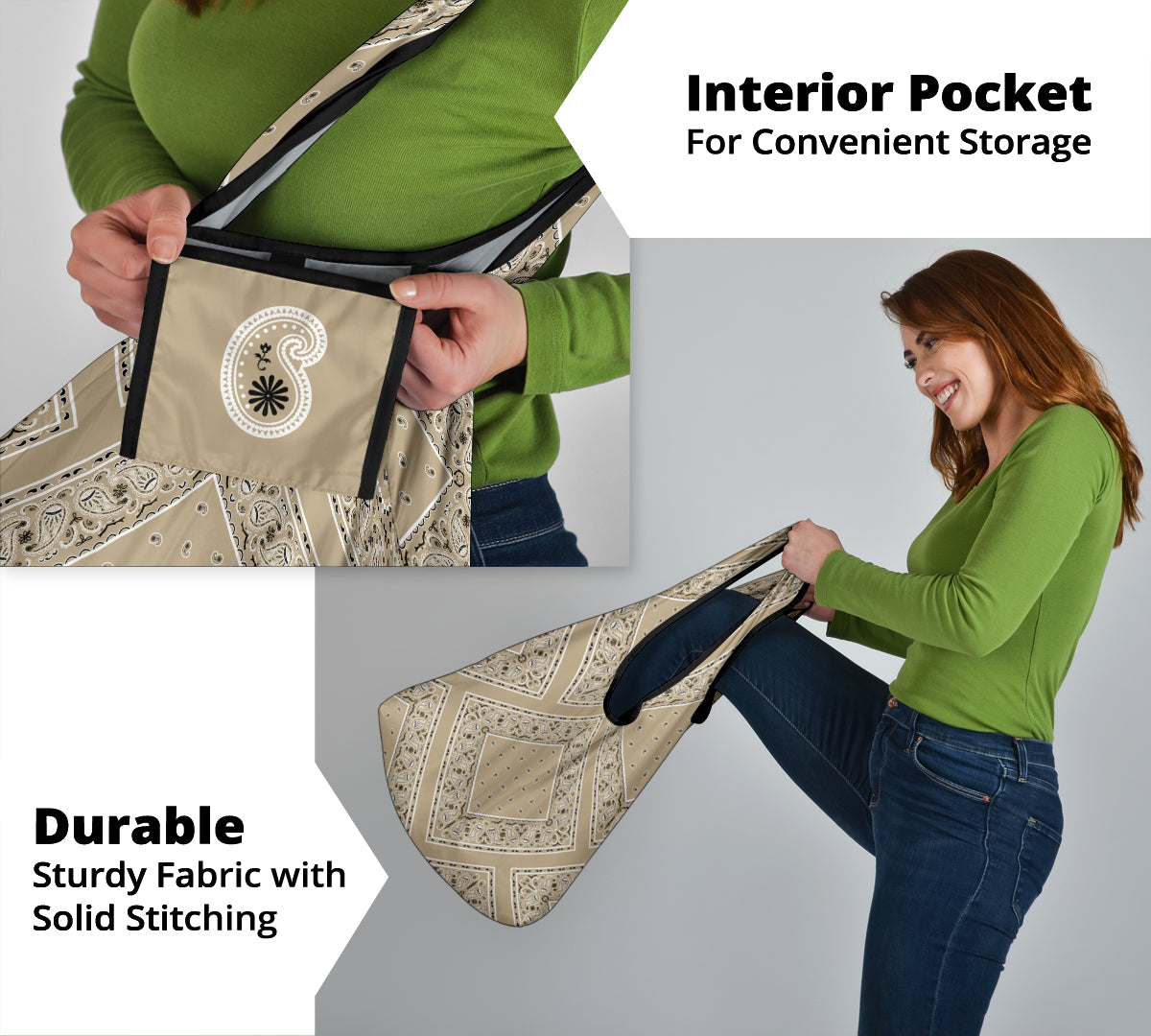 Khaki Bandana Grocery Bag 3-Pack