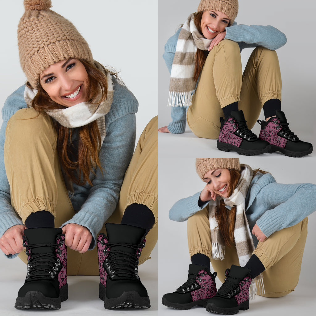 Mauve Bandana Alpine Boots