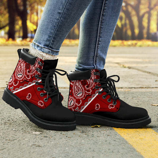 Maroon Red Bandana Blackout All Season Boots
