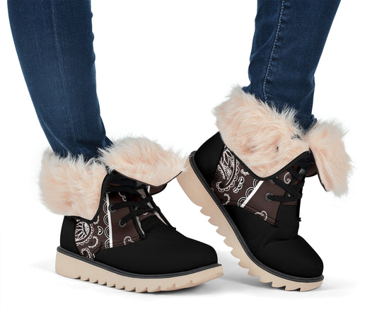 Coffee Brown Bandana Women's Winter Boots