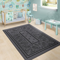 Gray and Black Bandana Area Rugs - Fitted