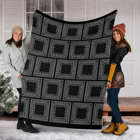Black Bandana Patch Throw Blanket