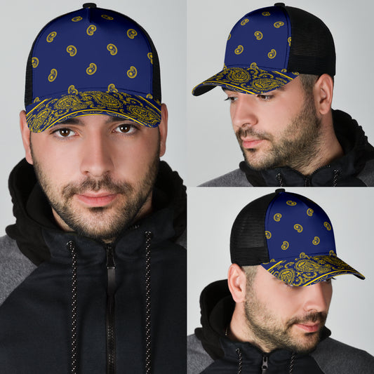 blue and gold bandana ball cap