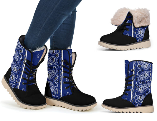 Royal Blue Bandana Women's Winter Boots