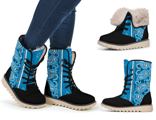 Sky Blue Bandana Women's Winter Boots