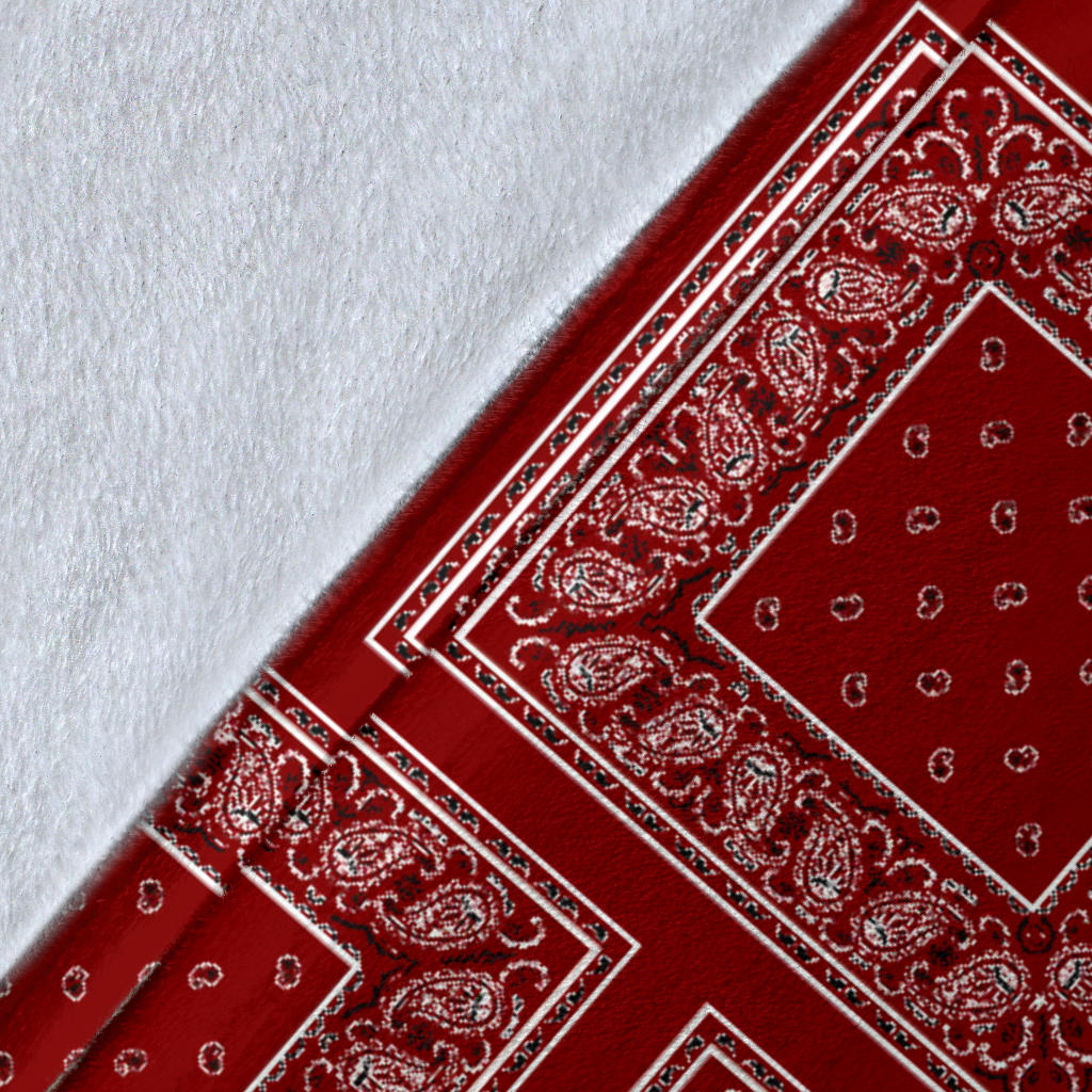 Maroon Red Bandana Throw Blanket Edge