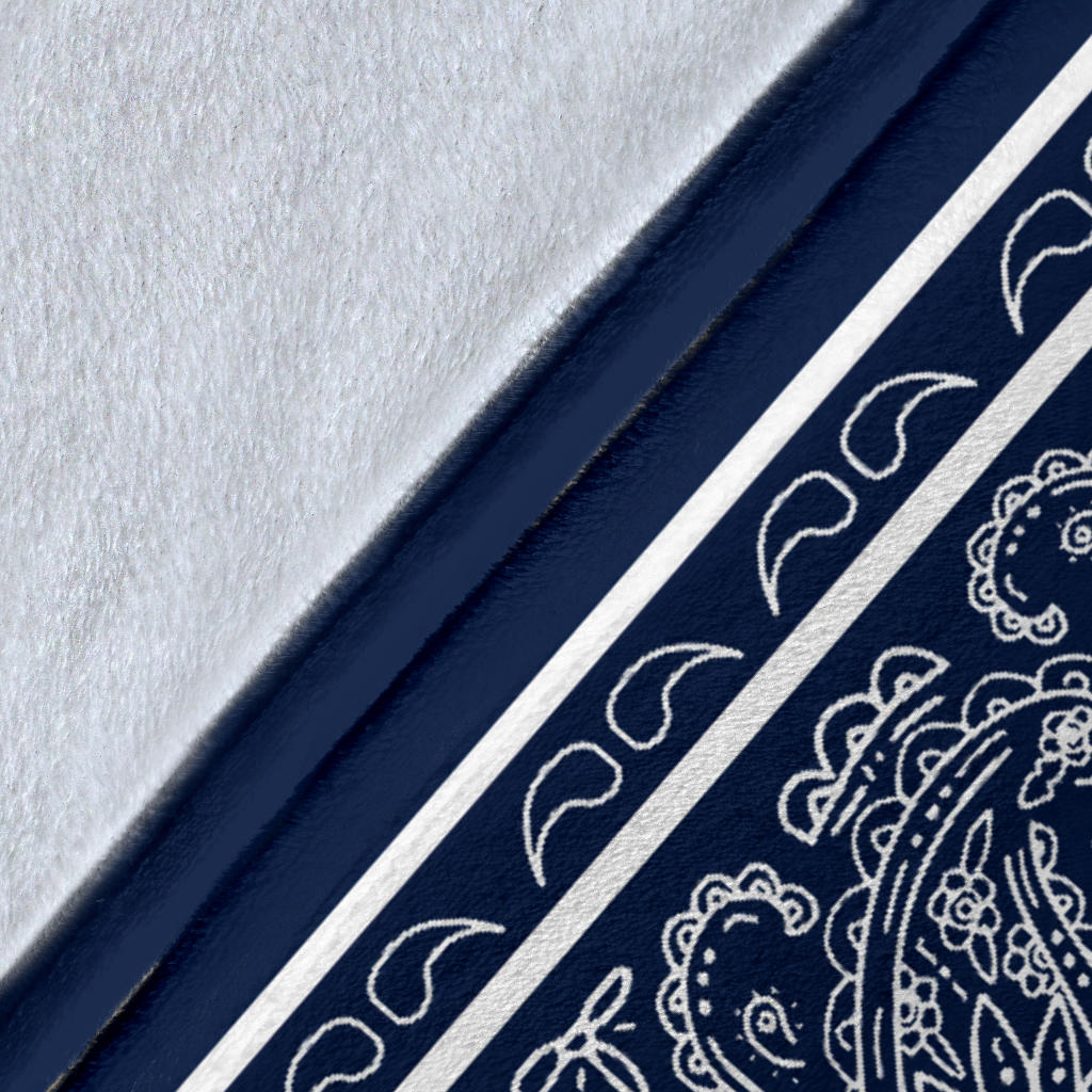 Navy and White Bandana Fleece Throw