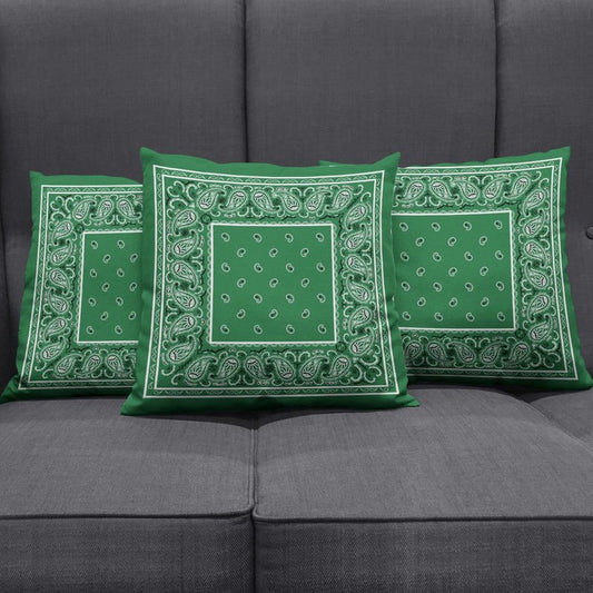 Classic Green Bandana Throw Pillow Covers