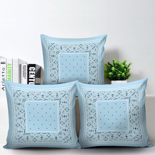 Light Blue Bandana Throw Pillow Covers