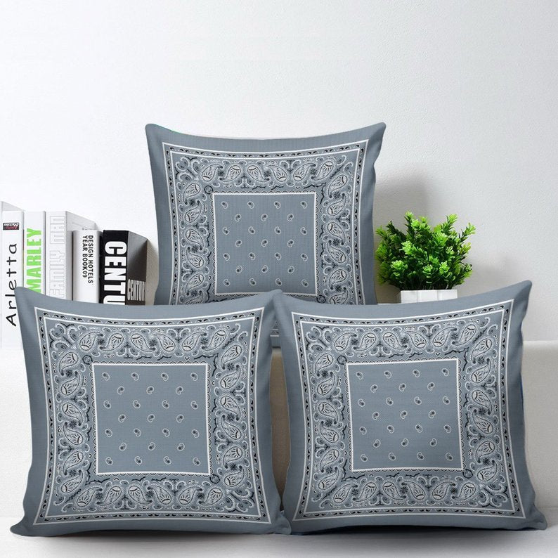 slate blue bandana pillows