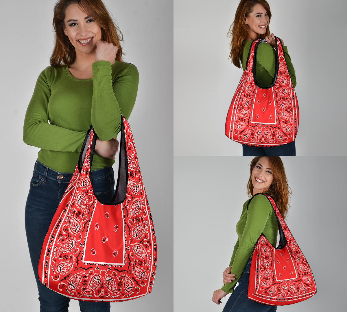 Bandana Grocery Bags (3‑Pack) – Reusable Shopping Bags