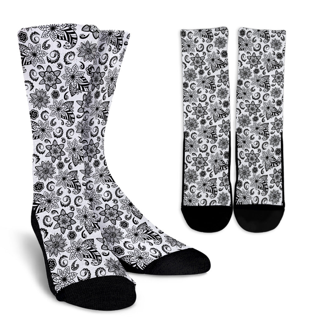 Socks - Blue Paisley on White