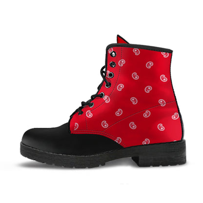 Women's Leather Bandana Boots - Black/Red