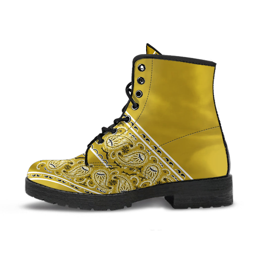 Flying V Leather Bandana Boot - Gold