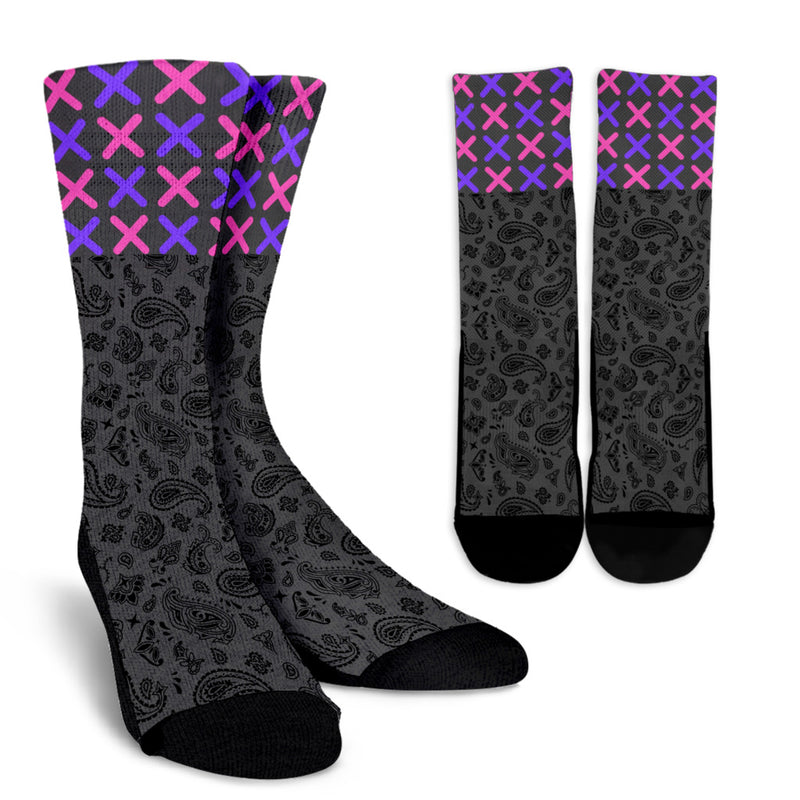 Socks - Bright Pink and Orange on Paisley