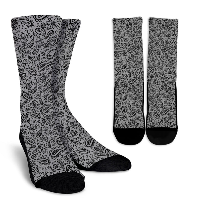 Socks - Black Paisley on Gray