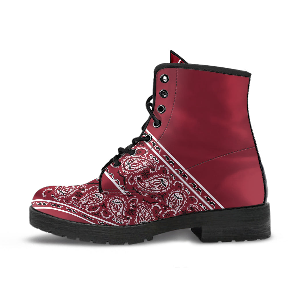 Flying V Leather Bandana Boot - Maroon