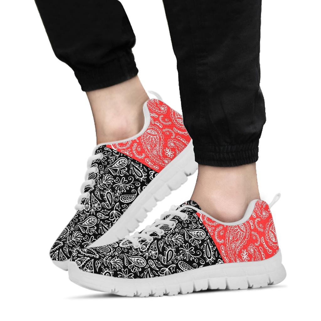 Low Top Sneaker - Red and Black Paisley
