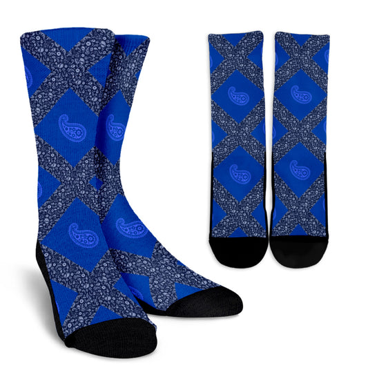 Socks - Paisley on Paisley Gray and Blue