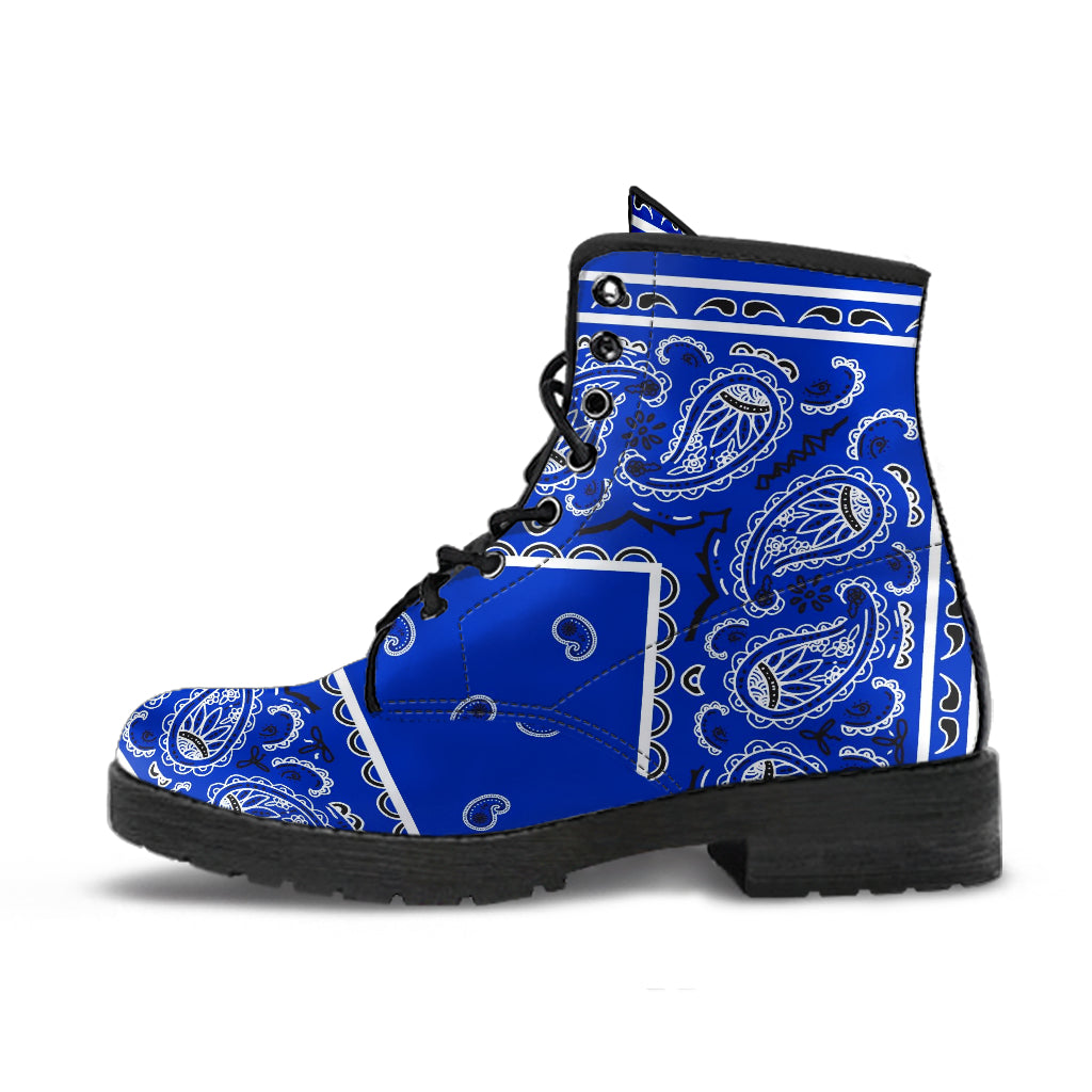 Men's Leather Bandana Boot - Cobalt
