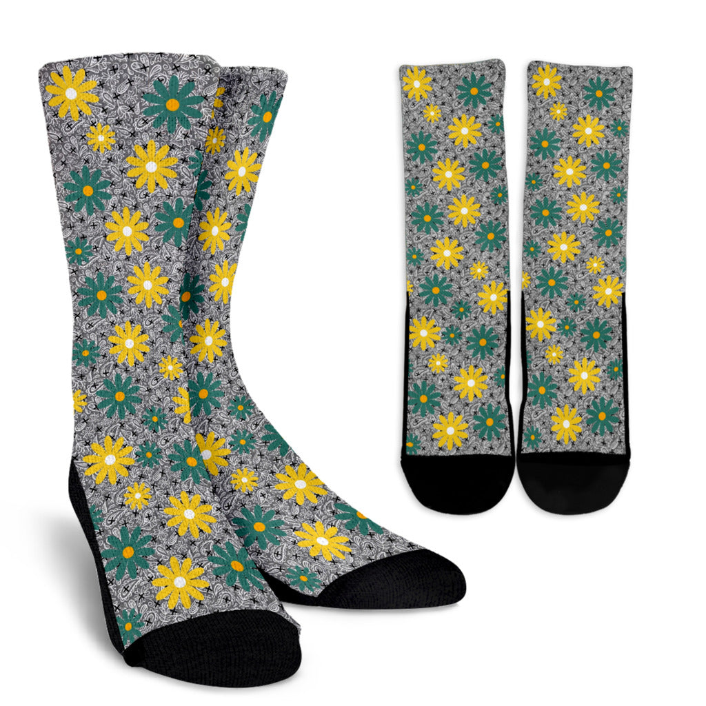 Socks - Light Blue Paisley with Flowers